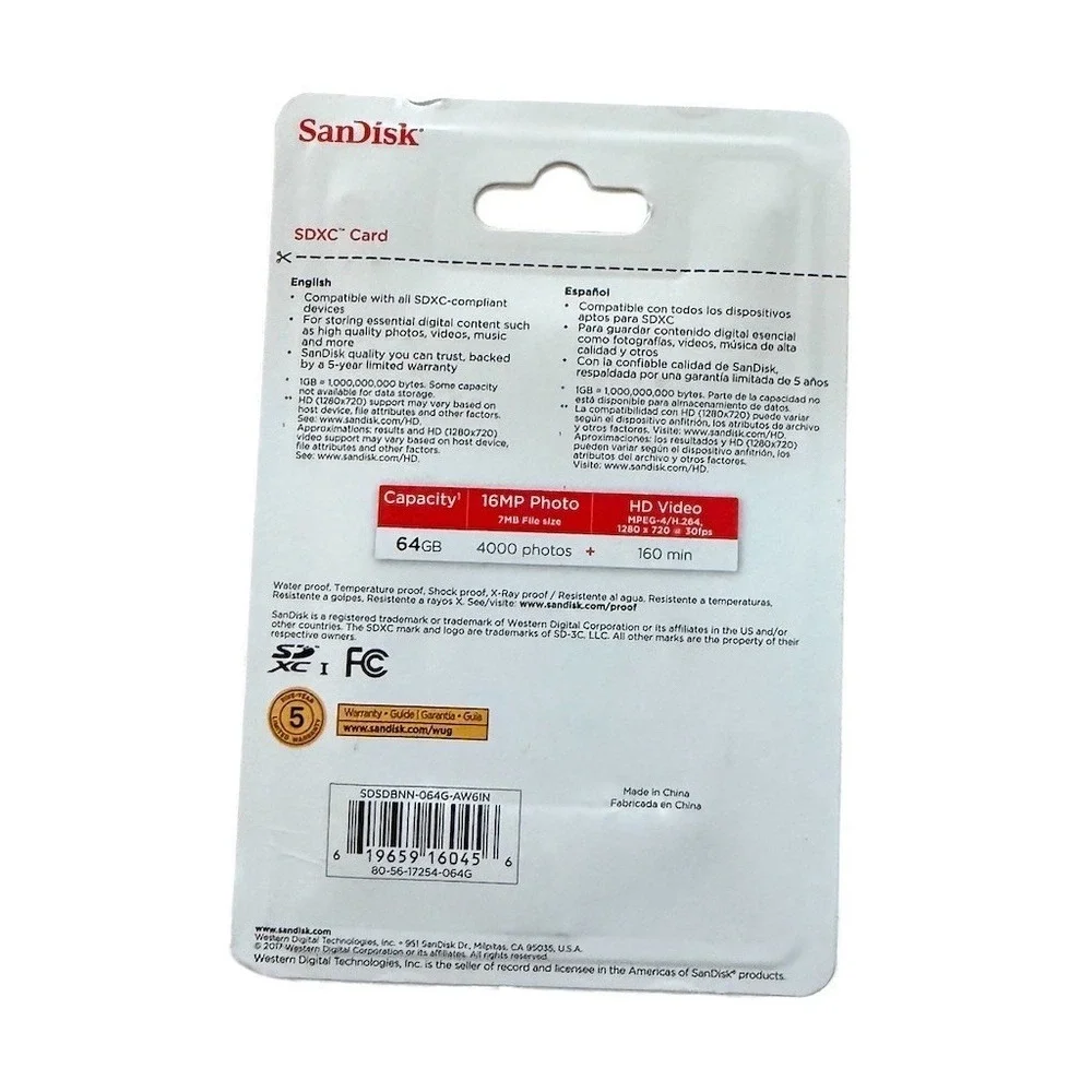 SanDisk 64GB SDXC Memory Card Class 4 HD Video Secure Digital Flash Card